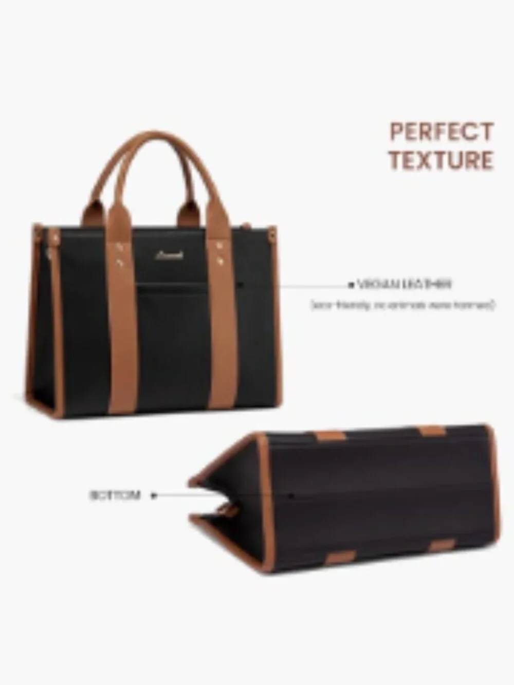 Faux Leather Satchel Tote Handbag with Zipper, Top Handle and Crossbody Strap,